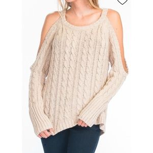 Olivaceous x Nasty Gal GRAY Cold Shoulder Sweater